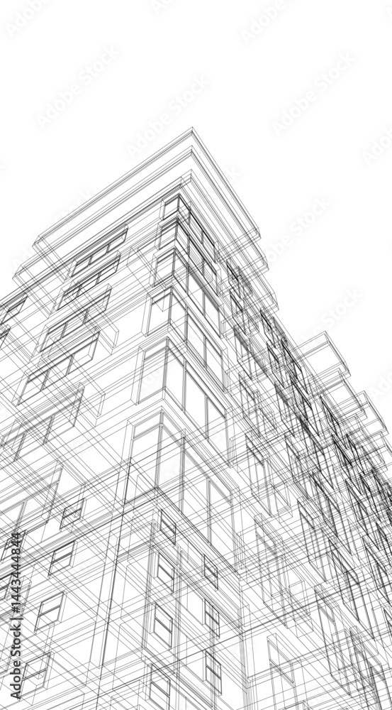 Architectural building 3d rendering