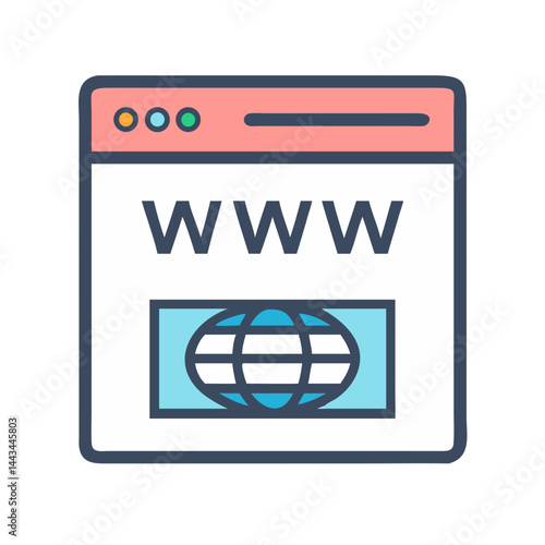 WWW Webpage Internet Icon – Online Website Digital Technology Line Symbol