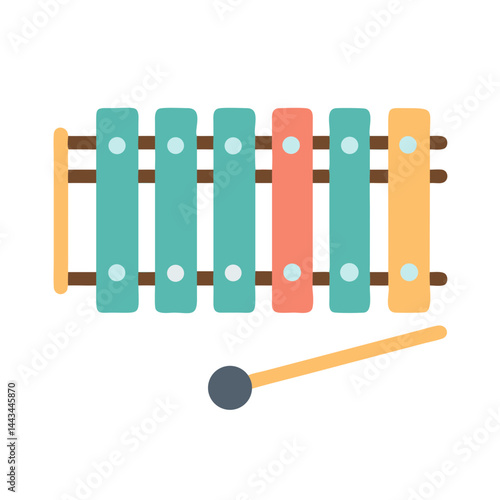 Xylophone Percussion Musical Instrument Icon – Music Education Sound Line Symbol