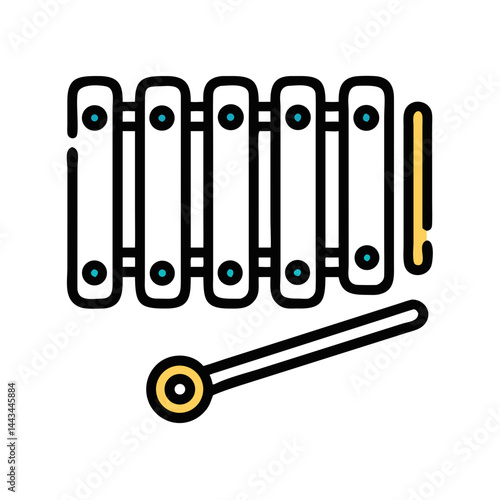 Xylophone Percussion Musical Instrument Icon – Music Education Sound Line Symbol