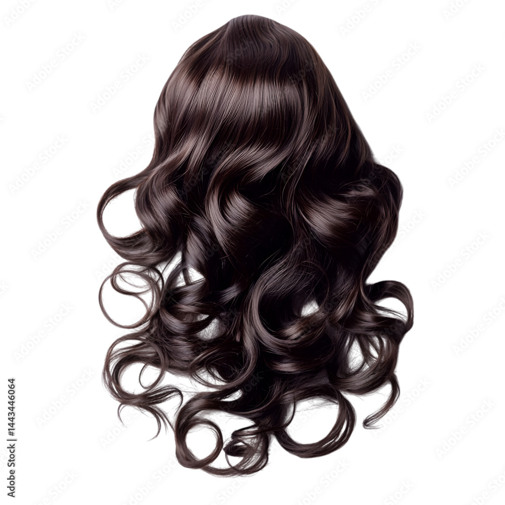 Wavy Curly hair extension isolated on transparent background cutout element Wavy Curly hair extension isolated on transparent background cutout element