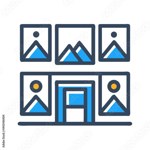 Art Gallery Wall Display Icon – Exhibition Museum Artwork Showcase Line Symbol