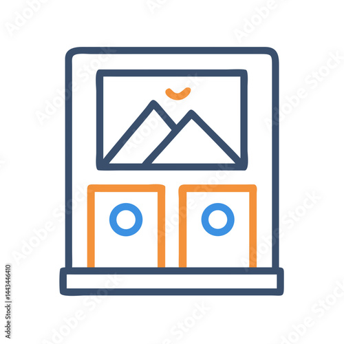 Art Gallery Wall Display Icon – Exhibition Museum Artwork Showcase Line Symbol