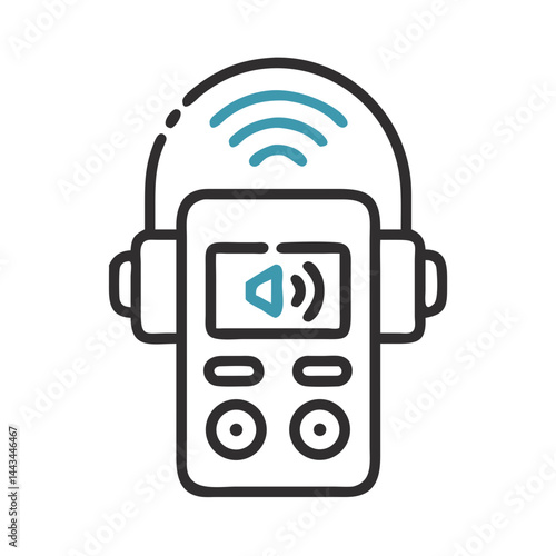 Audio Guide Device Icon – Portable Tour Listening Equipment Line Symbol