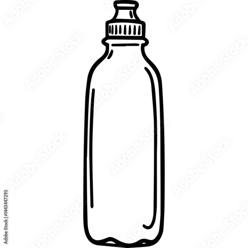 Water bottle in black and white vector line style
