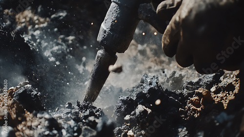 Wallpaper Mural Close-up of a Jackhammer Breaking Rock Torontodigital.ca