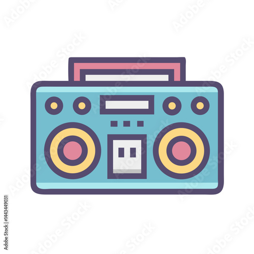 Boombox Stereo Music Player Icon – Portable Audio Sound System Line Symbol