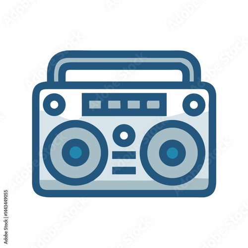 Boombox Stereo Music Player Icon – Portable Audio Sound System Line Symbol