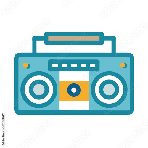 Boombox Stereo Music Player Icon – Portable Audio Sound System Line Symbol
