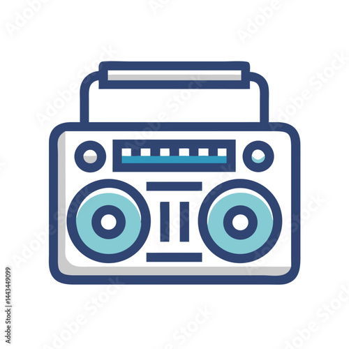 Boombox Stereo Music Player Icon – Portable Audio Sound System Line Symbol