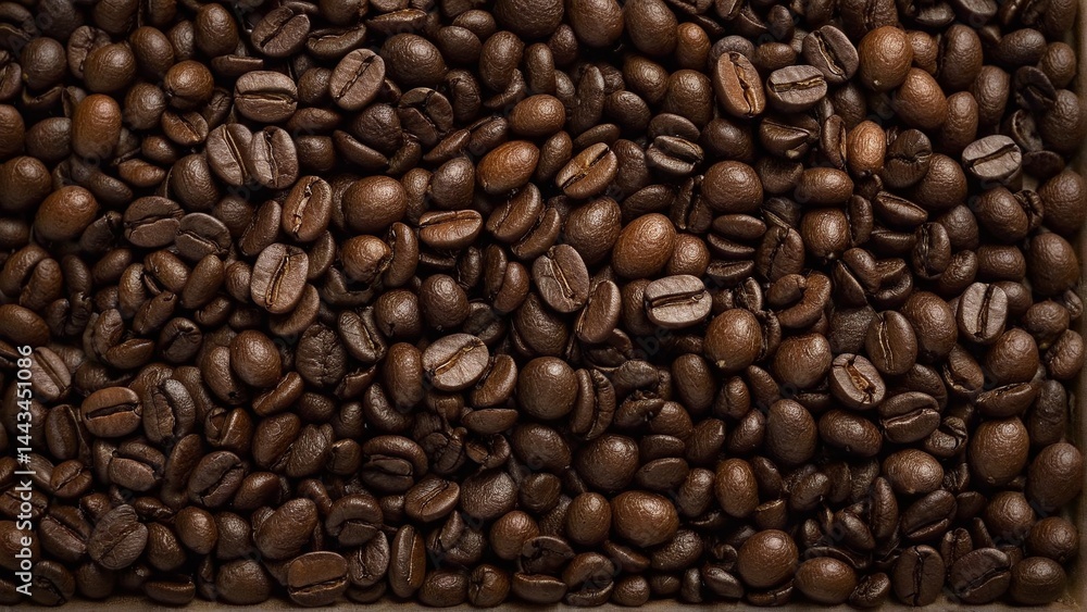 Obraz premium Aromatic Pile of Roasted Coffee Beans: A Rich Tapestry of Earthy Tones and Textural Delights for the Coffee Enthusiast