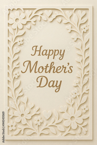 Happy mother's day card template with floral frame design for laser cutting vector illustration