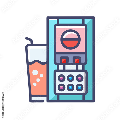 Bubble Drink in Vending Machine Icon – Beverage Refreshment Automatic Dispenser Line Symbol