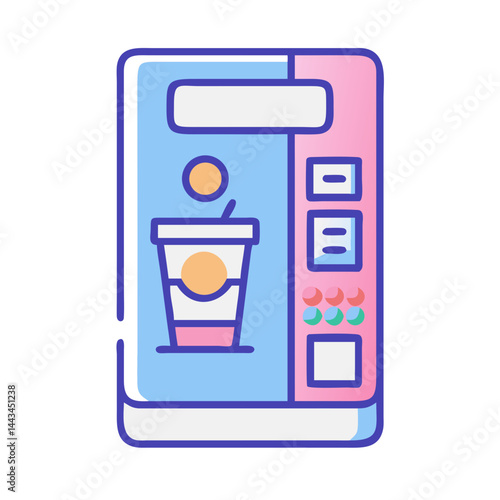 Bubble Drink in Vending Machine Icon – Beverage Refreshment Automatic Dispenser Line Symbol