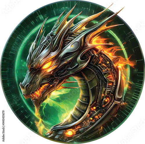 An isolated biomechanical dragon , vector, png, t-shirt design
