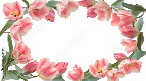 Wallpaper Mural Red pink white tulips natural frame botanical decoration spring floral design greeting layout festive background picture Torontodigital.ca