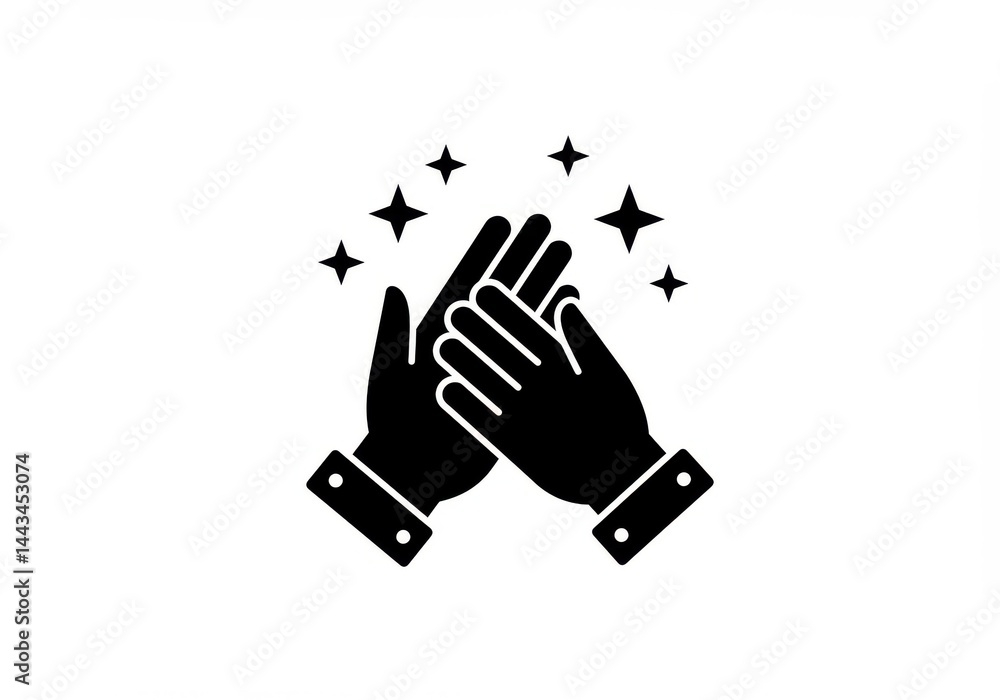 Fototapeta premium Clapping hands with stars isolated on white background