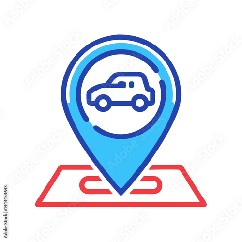 Car Repair Location Pin Icon – Vehicle Service Map Navigation Line Symbol
