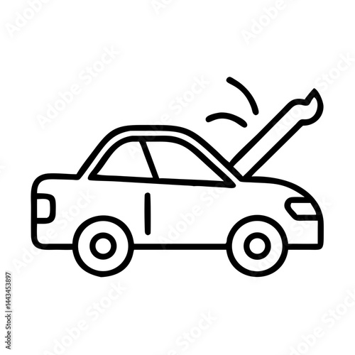 Car with Wrench Auto Repair Icon – Vehicle Maintenance Service Line Symbol