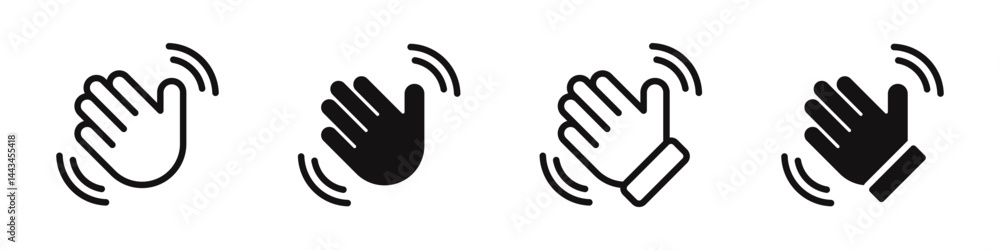 Waving hand icons set. Hello symbol collection. Vector illustration. Waving hand icons set. Hello symbol collection. Vector illustration.
