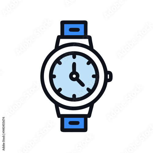 Classic Wristwatch Timepiece Icon – Analog Clock Luxury Watch Line Symbol