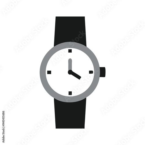 Classic Wristwatch Timepiece Icon – Analog Clock Luxury Watch Line Symbol