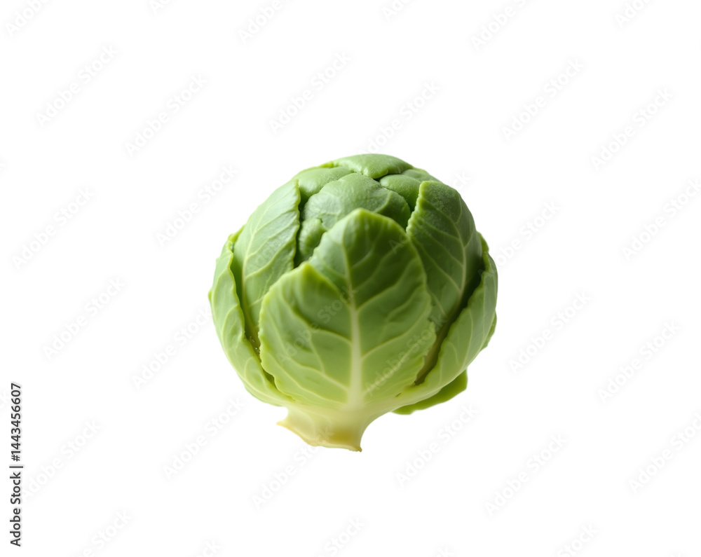 Isolated Brussels Sprout Exhibiting Freshness and Natural Beauty with its Tightly Packed Emerald Green Leaves Against a Minimalist Setting Isolated Brussels Sprout Exhibiting Freshness and Natural Beauty with its Tightly Packed Emerald Green Leaves Against a Minimalist Setting