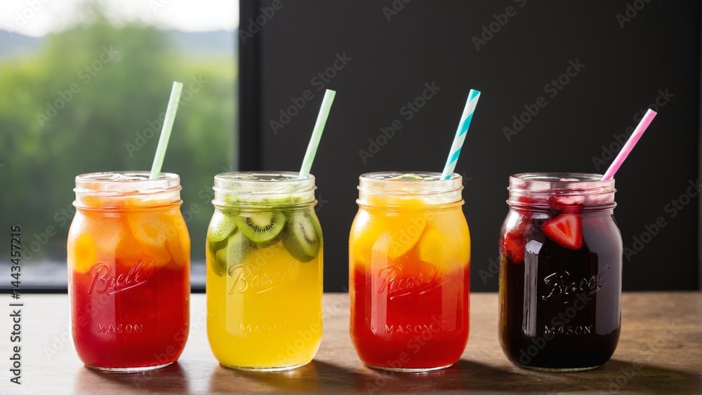 Refreshing Fruit Infused Drinks: A colorful array of summer beverages perfect for staying cool and hydrated with vibrant and flavorful combinations. Refreshing Fruit Infused Drinks: A colorful array of summer beverages perfect for staying cool and hydrated with vibrant and flavorful combinations.