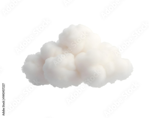 Isolated Cloud Formation, A Digitally Rendered, Soft White Cloud Against a Uniform , Presenting a Dreamlike Quality with Gentle Curves and Subtle Volumetric Details
