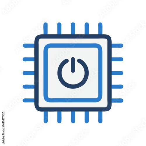 CPU Chip with Wrench Repair Icon – Processor Maintenance & Hardware Fix Outline Vector
