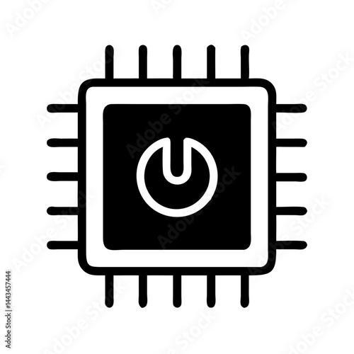 CPU Chip with Wrench Repair Icon – Processor Maintenance & Hardware Fix Outline Vector