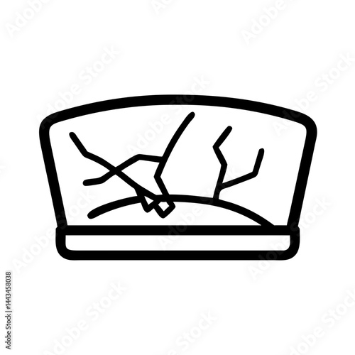 Cracked Windshield Glass Icon – Damaged Car Window Outline Vector