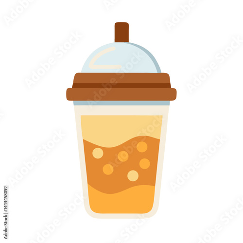 Premium Cream Topped Bubble Tea Cup Icon: High-Quality Boba Tea Vector Graphic