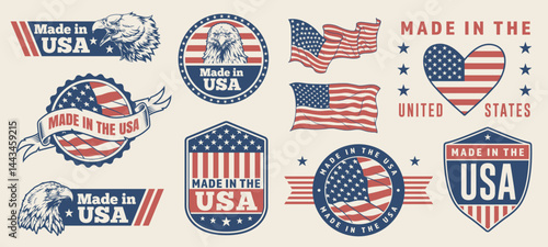 Patriotic stickers with American symbols