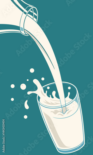 illustration of a glass of milk splash, vector