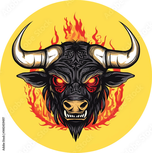 An isolated demonic bull head , vector, png, t-shirt design