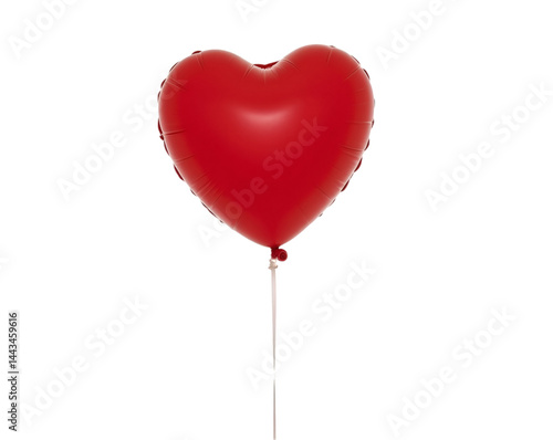 Isolated Heart-Shaped Red Balloon Against a Plain Backdrop, Symbolizing Love, Celebration, and Romantic Gestures for Various Occasions, Anniversaries and Valentine's Day