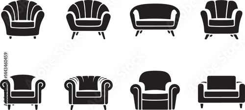 Illustration of Sofa Icon with Elegant Design and Cushions Silhouette Vector for Furniture, Living Room, and Interior Decor Projects