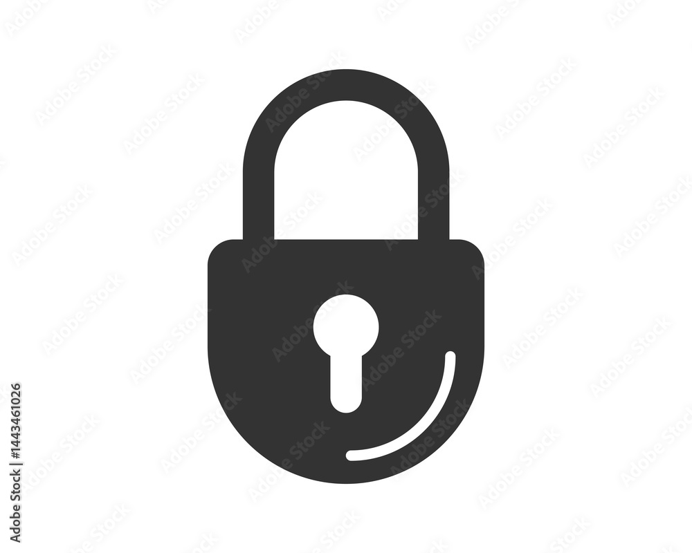 Simple flat icon of a locked padlock. Symbolizes security, privacy, and protection. Use for web design, infographics, or safety concepts. Clean modern. Simple flat icon of a locked padlock. Symbolizes security, privacy, and protection. Use for web design, infographics, or safety concepts. Clean modern.