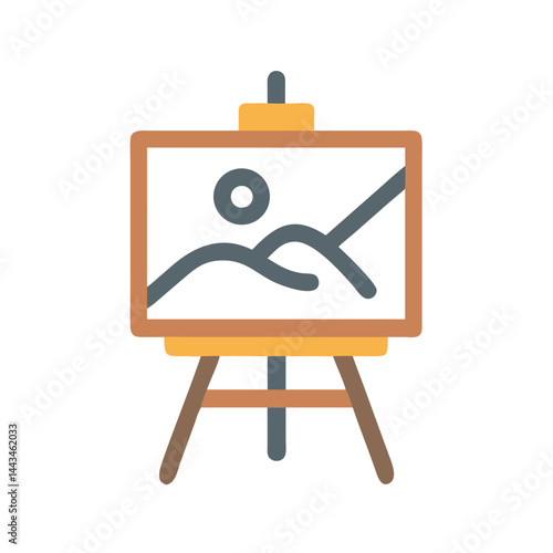 Artistic Easel with Abstract Painting Icon: Creative Studio Canvas & Fine Art Gallery Design