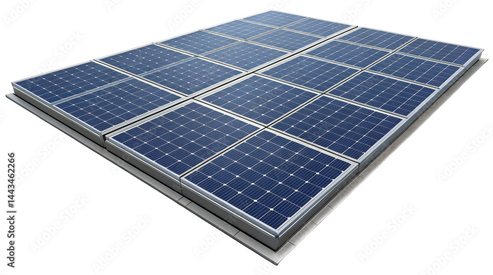 Array of solar panels for renewable energy generation on a flat surface for clean electricity Array of solar panels for renewable energy generation on a flat surface for clean electricity