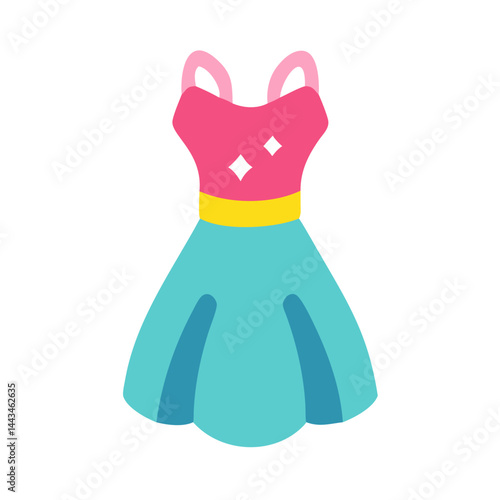 Elegant Fancy Evening Dress Icon: Luxury Formal Gown & Party Apparel Illustration