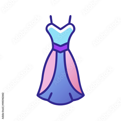 Elegant Fancy Evening Dress Icon: Luxury Formal Gown & Party Apparel Illustration