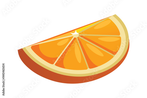 slice of orange on white background