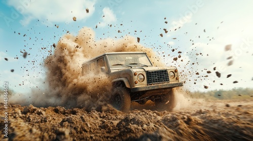 Rugged SUV conquering muddy terrain