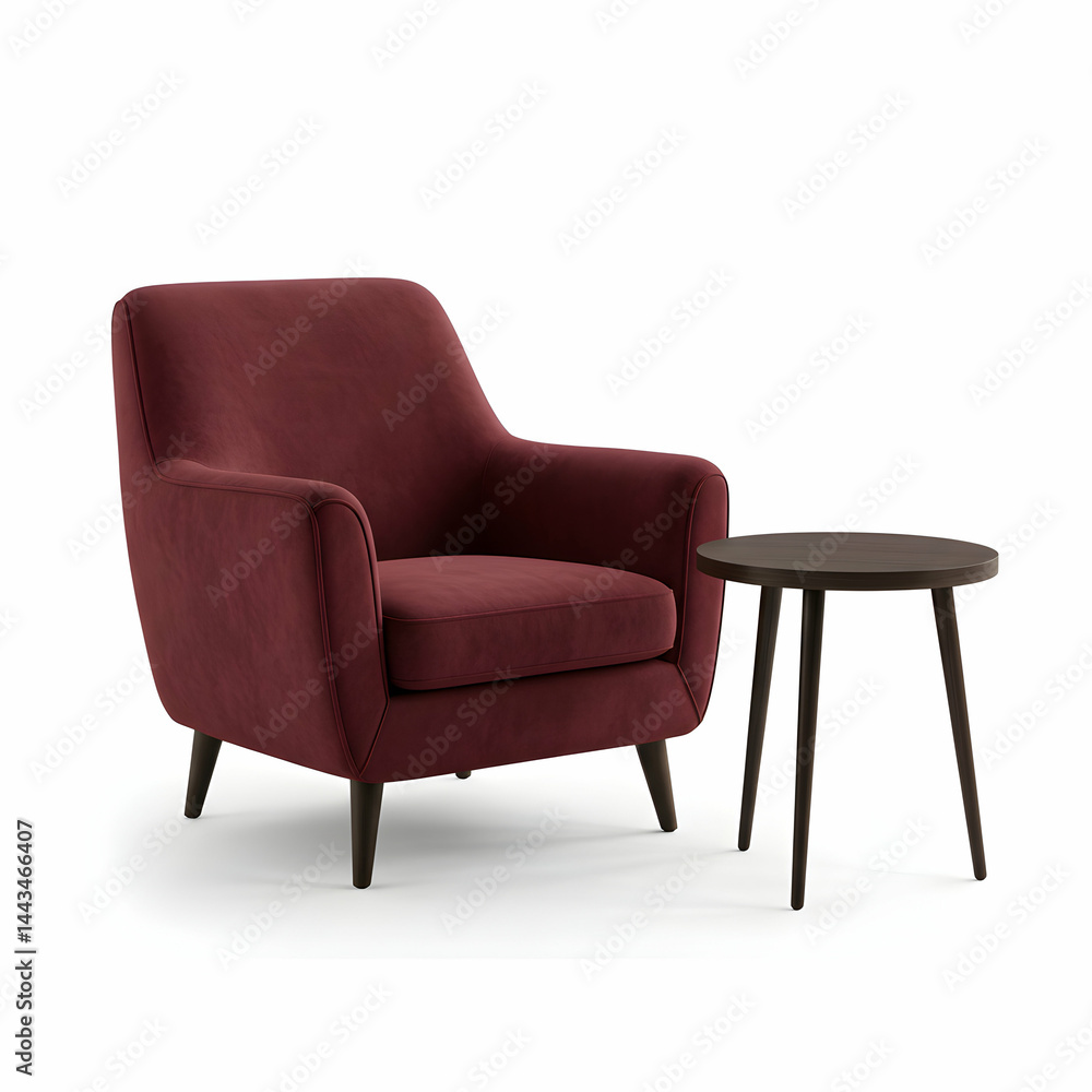 Stylish Maroon Armchair and Side Table Set for Modern Living Room Stylish Maroon Armchair and Side Table Set for Modern Living Room
