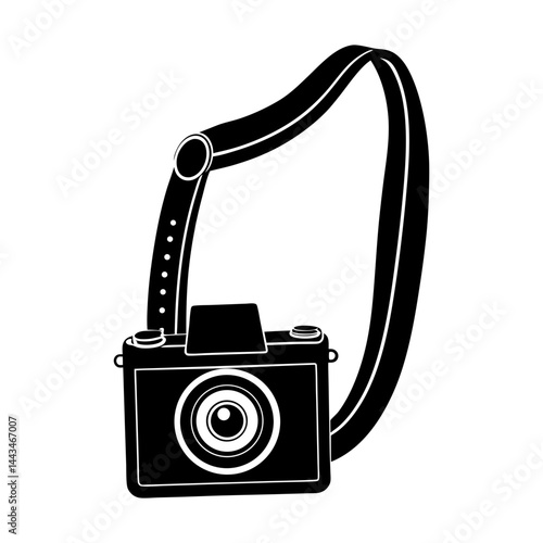 Retro Camera Strap silhouette vector