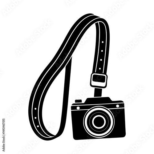 Retro Camera Strap silhouette vector