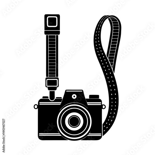 Retro Camera Strap silhouette vector