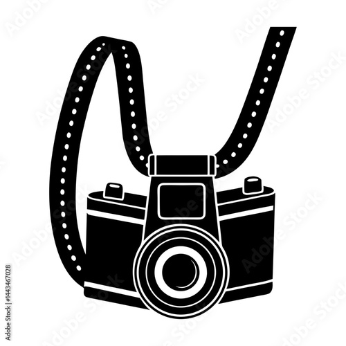 Retro Camera Strap silhouette vector